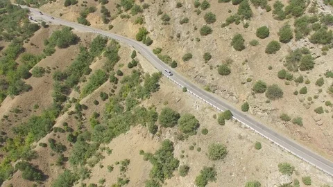 Aerial view of road in mountains Stock Footage 80986881