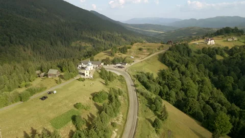 Aerial view of the road in mountains Video stock 159488871