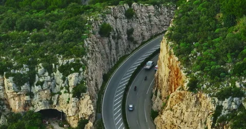Aerial view of the road running between Monaco and the surrounding towns through Stock Footage 311803007