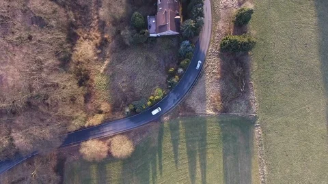 Aerial view of the road through forest. Stock Footage 87275002