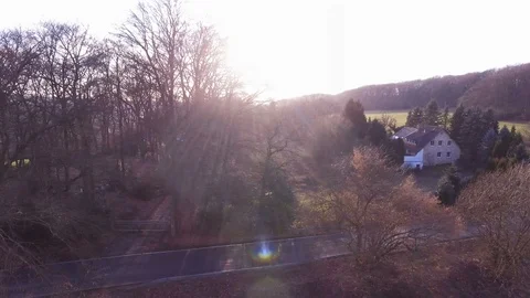 Aerial view of the road through forest Stock Footage 87275809