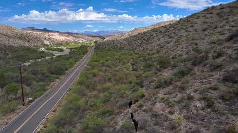 Aerial view of road through Globe, Arizona, United States. Vídeo Stock 318952613