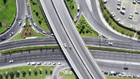 Aerial view of the roads and traffic of cars in Izmir Stock Footage