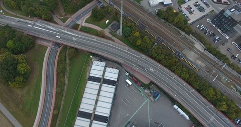 Aerial view of roads and train, dordrecht, Netherlands Video stock 99551380