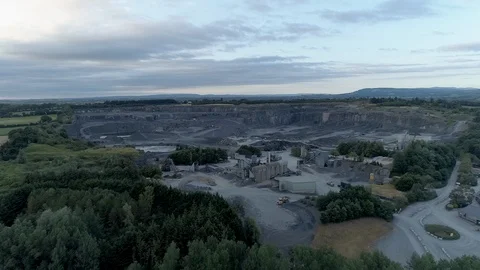 Aerial view of Roadstone Bunratty Quarry Stock Footage