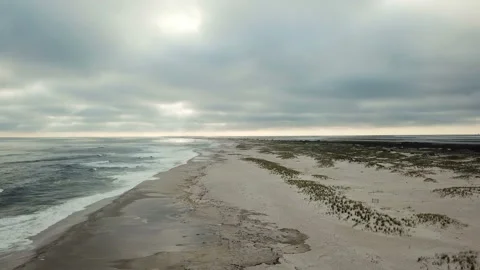 Aerial view of Robert Moses beach, Long Island, New York, Stock Footage 98955714