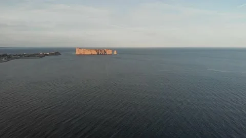 Aerial view of Rocher Perce Stock Footage 143165076