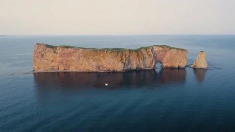 Aerial view of the Rocher Percé Stock Footage 159378542