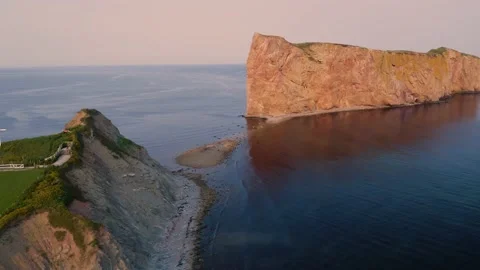 Aerial view of the Rocher Percé Stock Footage 159379634