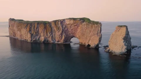 Aerial view of the Rocher Percé Stock Footage 159381560