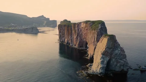 Aerial view of the Rocher Percé Stock Footage 159381586