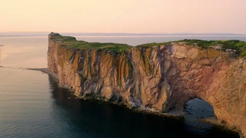 Aerial view of the Rocher Percé Stock Footage 159382817