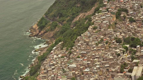 Aerial View of Rocinha Favelas Stock Footage