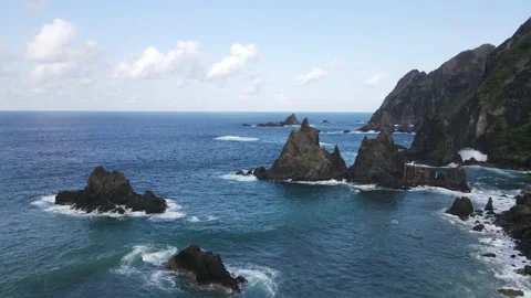 AERIAL VIEW ROCK BEACH AT LOMBOK ISLAND INDONESIA Stock Footage 232452653