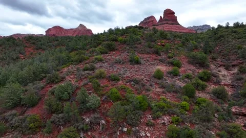 Aerial view of rock formations and creek, United States. Stock Footage 312765029