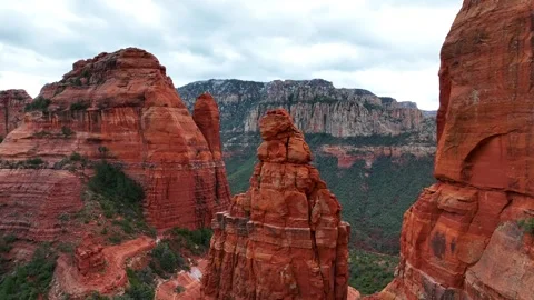 Aerial view of rock formations and canyon, United States. Stock Footage 312765069