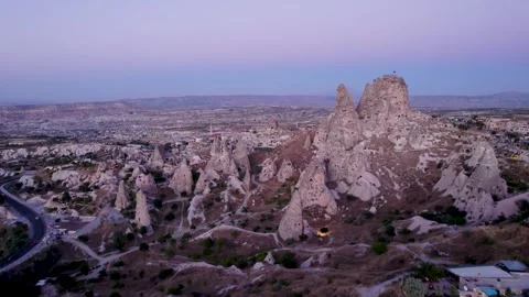 Aerial view of rock formations and fairy chimneys, Turkey. Stock Footage 312835326