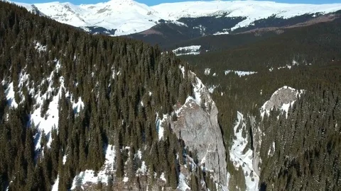 Aerial view of rock formations in Bucegi Natural Park, Romania Stock-Footage 104132492