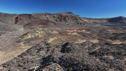 Aerial view of rock formations of El Teide National Park, Tenerife, Canary Video stock 301714409