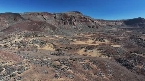 Aerial view of rock formations of El Teide National Park, Tenerife, Canary Stock Footage 301714474