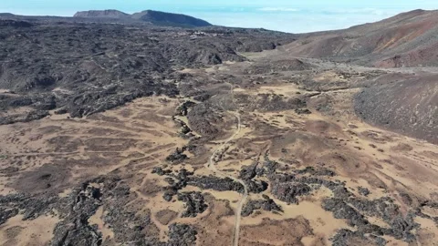 Aerial view of rock formations of El Teide National Park, Tenerife, Canary Stock Footage 301714688