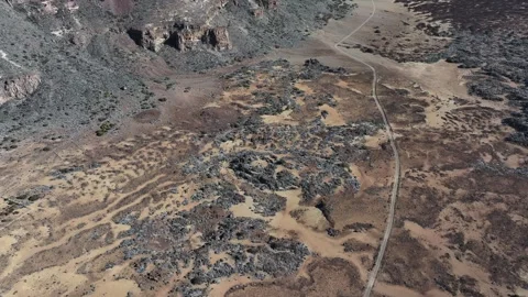 Aerial view of rock formations of El Teide National Park, Tenerife, Canary Stock Footage 301714774