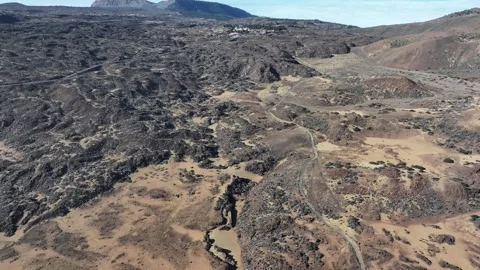 Aerial view of rock formations of El Teide National Park, Tenerife, Canary Stock Footage 301715016