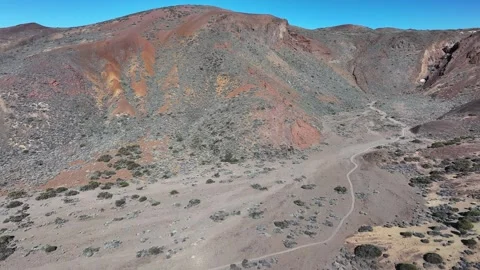 Aerial view of rock formations of El Teide National Park, Tenerife, Canary Stock Footage 301715089