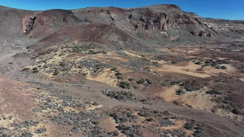Aerial view of rock formations of El Teide National Park, Tenerife, Canary Stock Footage 301715103