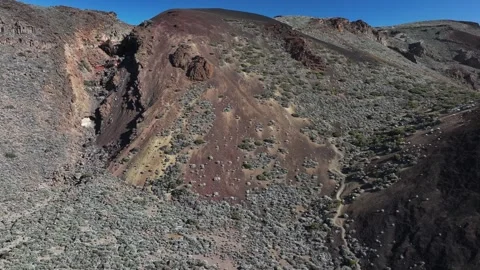 Aerial view of rock formations of El Teide National Park, Tenerife, Canary Stock Footage 301715430
