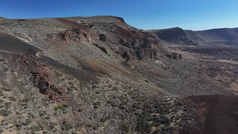 Aerial view of rock formations of El Teide National Park, Tenerife, Canary Stock Footage 301715936