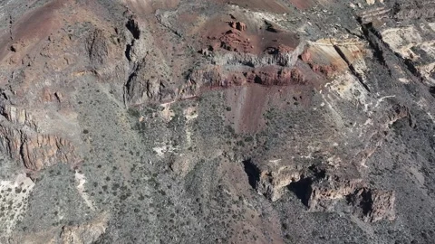 Aerial view of rock formations of El Teide National Park, Tenerife, Canary Stock Footage 301716078