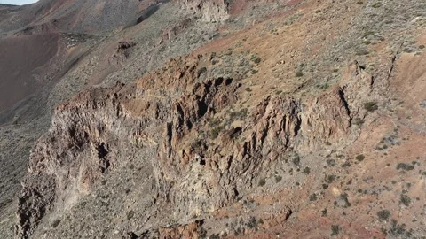 Aerial view of rock formations of El Teide National Park, Tenerife, Canary Stock Footage 301716361