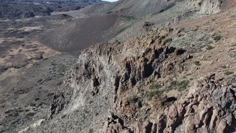Aerial view of rock formations of El Teide National Park, Tenerife, Canary Stock Footage 301716565
