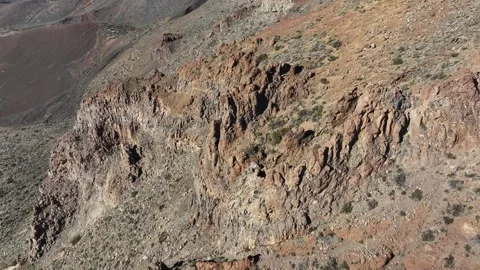 Aerial view of rock formations of El Teide National Park, Tenerife, Canary Stock Footage 301716632