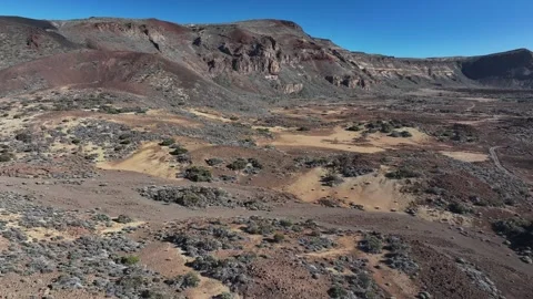 Aerial view of rock formations of El Teide National Park, Tenerife, Canary Stock Footage 301716941
