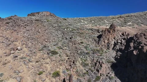 Aerial view of rock formations of El Teide National Park, Tenerife, Canary Stock Footage 301717607
