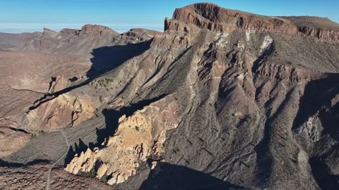 Aerial view of rock formations of El Teide National Park, Tenerife, Canary Stock Footage 301718076