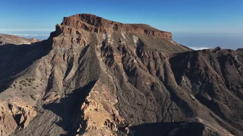 Aerial view of rock formations of El Teide National Park, Tenerife, Canary Stock Footage 301718091