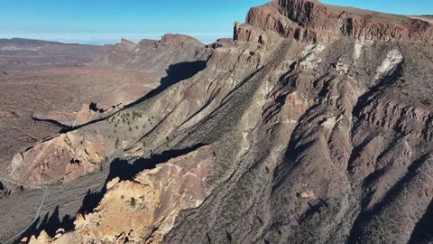 Aerial view of rock formations of El Teide National Park, Tenerife, Canary Stock Footage 301718220