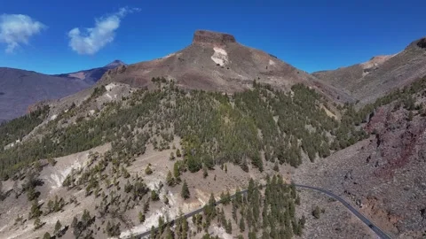 Aerial view of rock formations of El Teide National Park, Tenerife, Canary Stock Footage 301720121