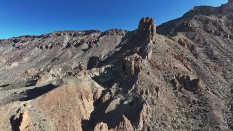 Aerial view of rock formations of El Teide National Park, Tenerife, Canary Stock Footage 301720747
