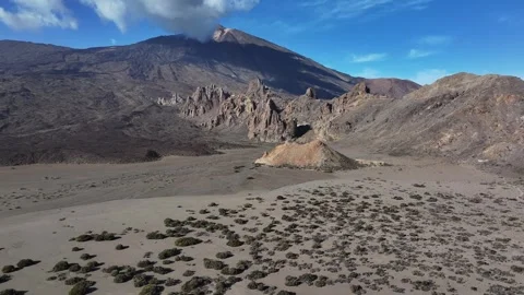 Aerial view of rock formations of El Teide National Park, Tenerife, Canary Stock Footage 301721048