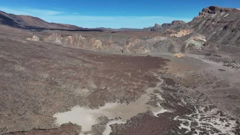 Aerial view of rock formations of El Teide National Park, Tenerife, Canary Stock Footage 301721059