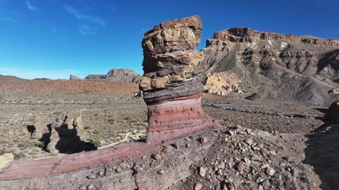 Aerial view of rock formations of El Teide National Park, Tenerife, Canary Stock Footage 301722935
