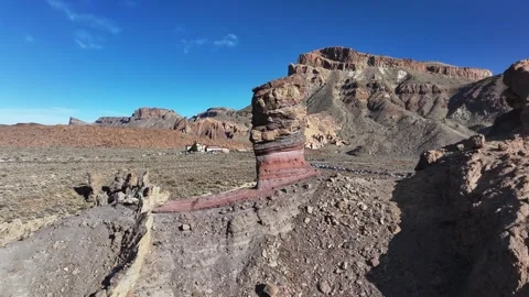 Aerial view of rock formations of El Teide National Park, Tenerife, Canary Stock Footage 301722938