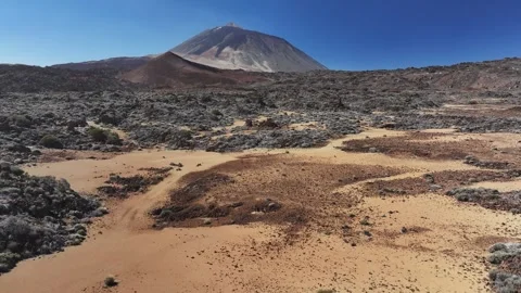 Aerial view of rock formations of El Teide National Park, Tenerife, Canary Stock Footage 301723911