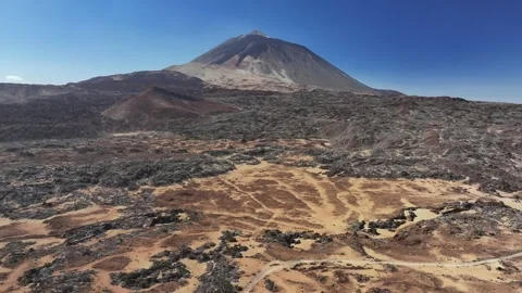 Aerial view of rock formations of El Teide National Park, Tenerife, Canary Stock Footage 301723951