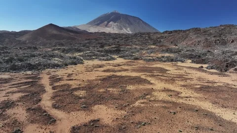 Aerial view of rock formations of El Teide National Park, Tenerife, Canary Stock Footage 301723985