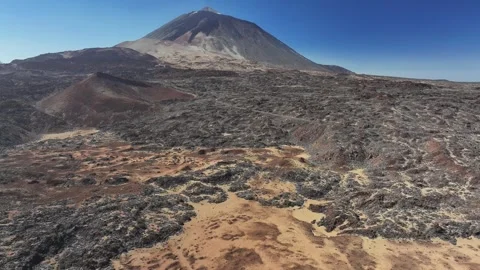 Aerial view of rock formations of El Teide National Park, Tenerife, Canary Video stock 301723997